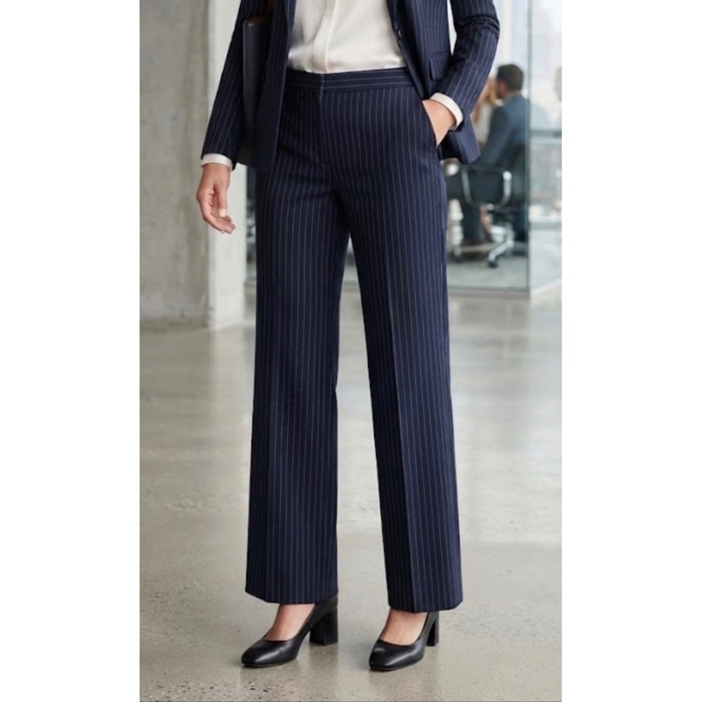 Talbots Womens Navy Blue Pinstripe Dress Pants Straight Leg Size 14